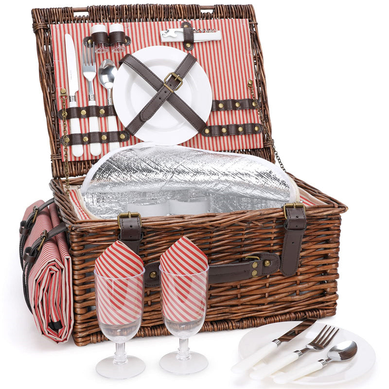 Picnic Basket Set for 2 Persons with Cooler
