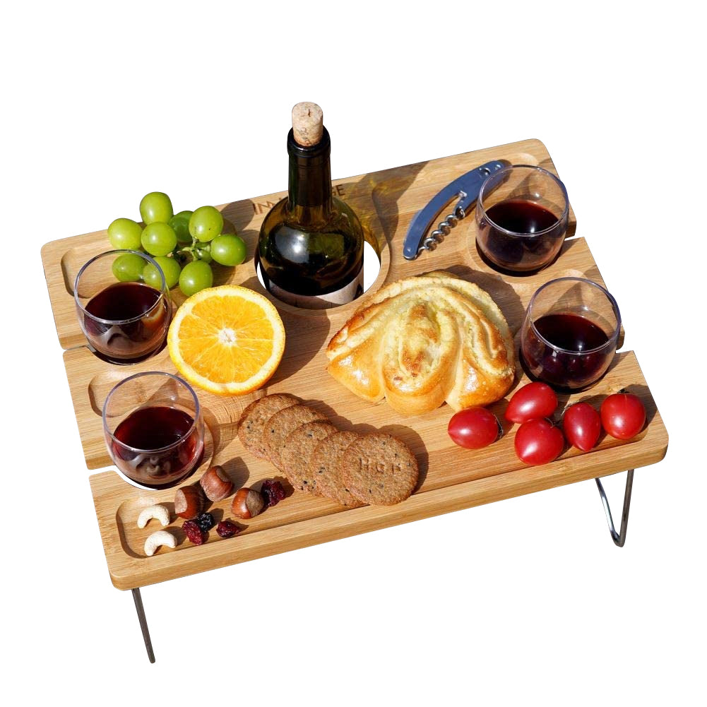 HappyPicnic® Portable and Foldable Wine Table For 4-Thickened