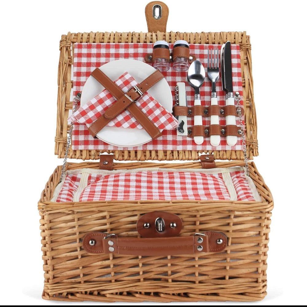 Classical Red Check Picnic Basket For 2