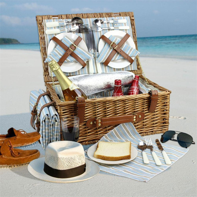Wicker Picnic Basket Set for 4 Persons