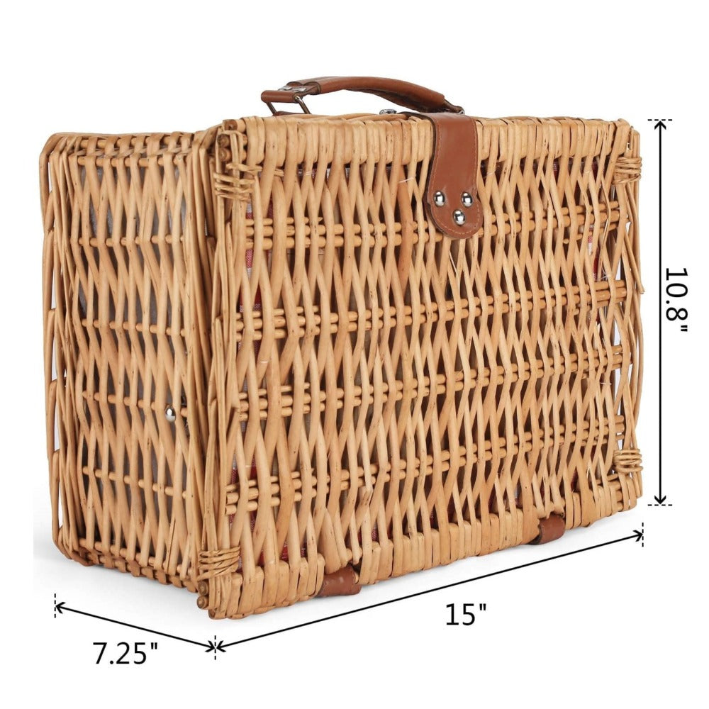 Classical Red Check Picnic Basket For 2