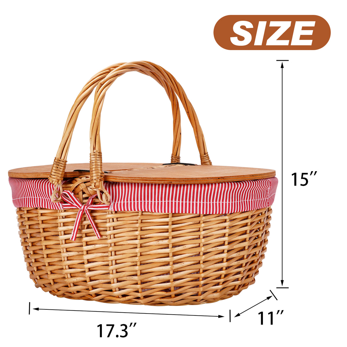 Classic Wicker Picnic Basket for 2 People