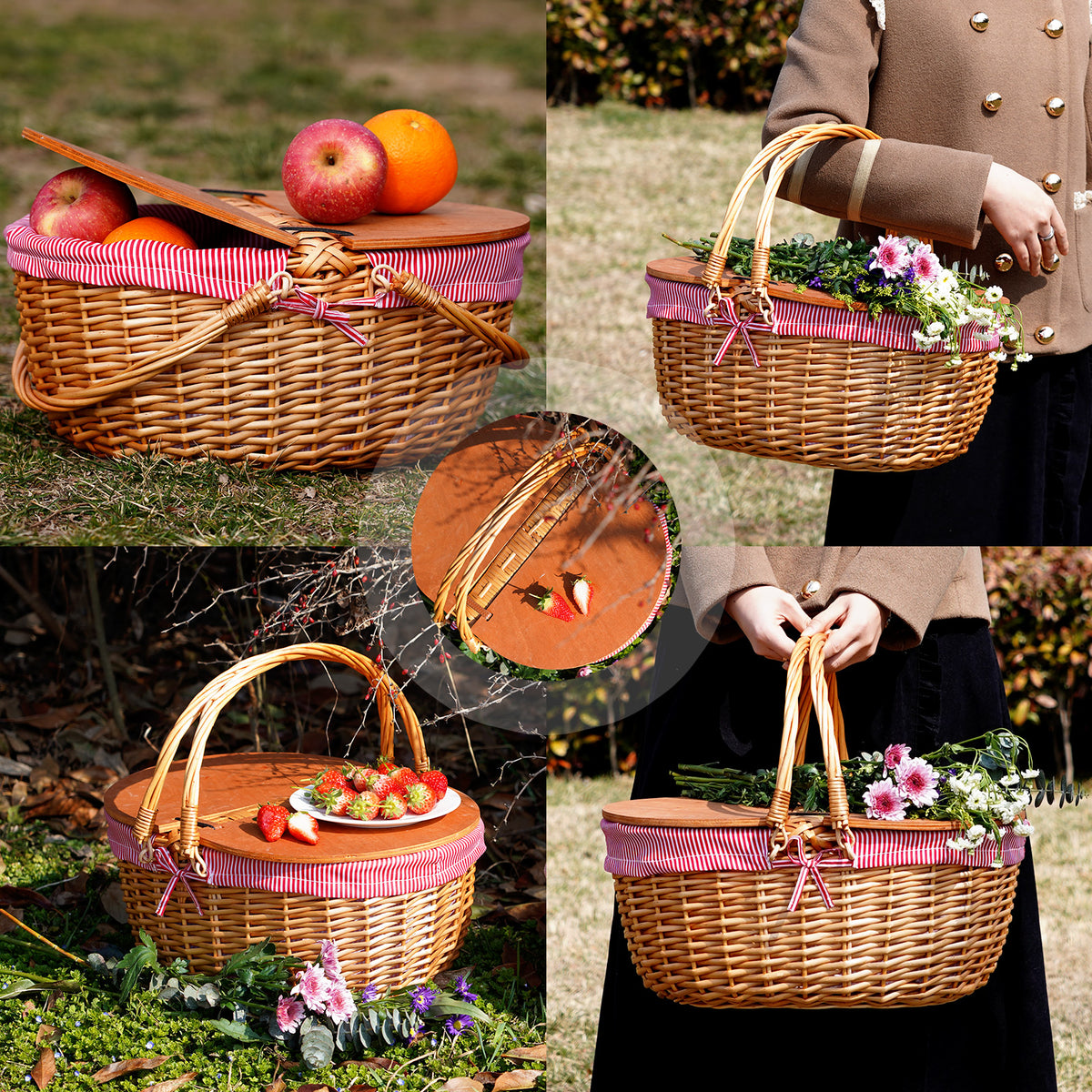 Classic Wicker Picnic Basket for 2 People