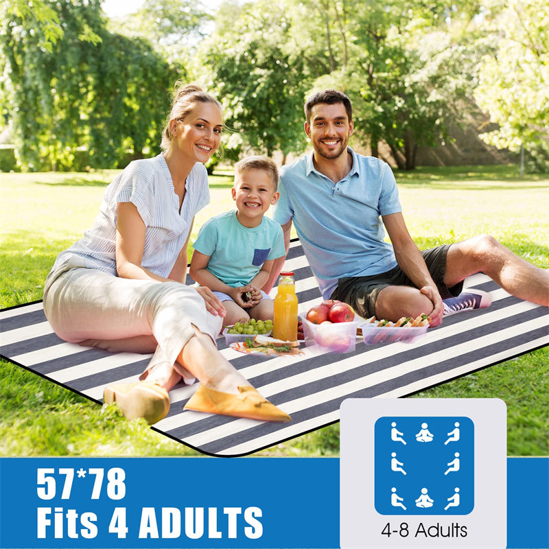 Family Picnic Blanket Waterproof Beach Mat-Wide Stripe