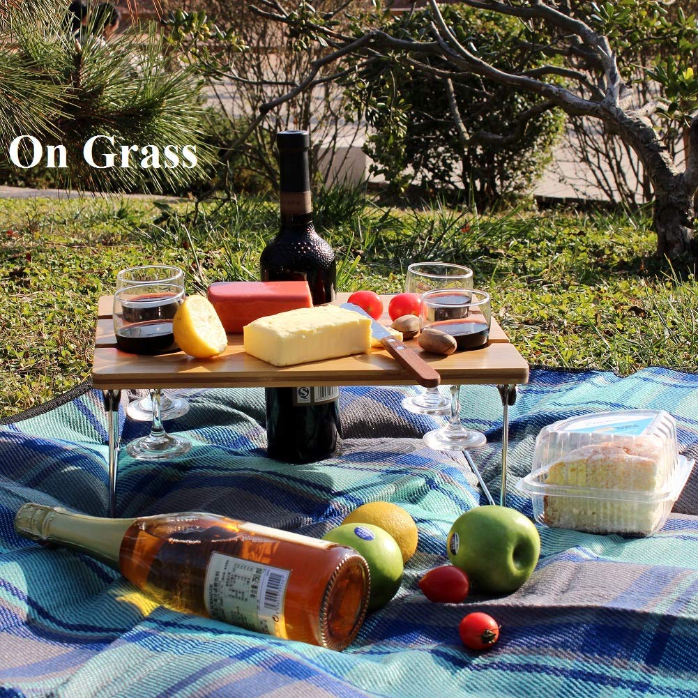 HappyPicnic® Portable and Foldable Wine Table For 4