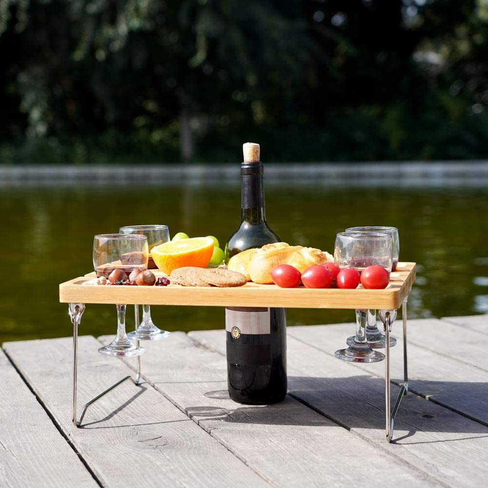 HappyPicnic® Portable and Foldable Wine Table For 4-Thickened