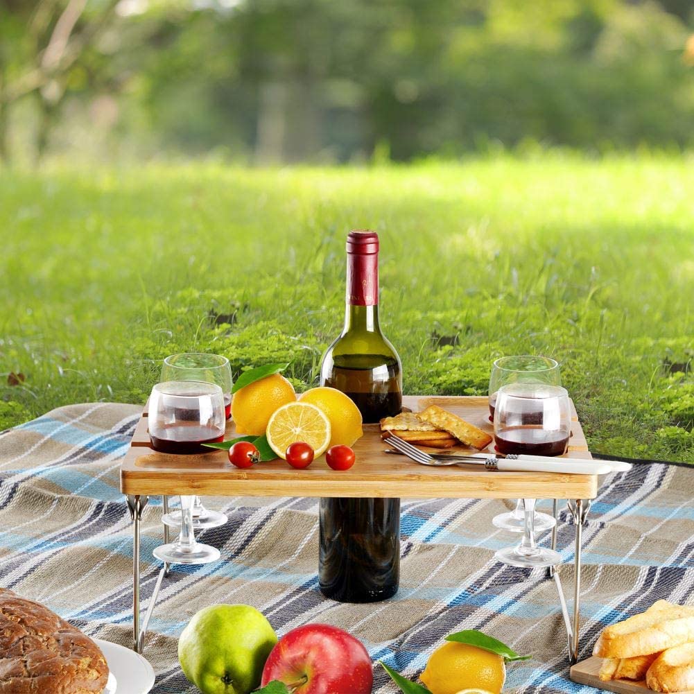 HappyPicnic® Portable and Foldable Wine Table For 4-Thickened