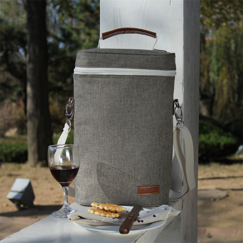 3 Bottle Insulated Wine Tote Cooler Bag-BrushedKhaki