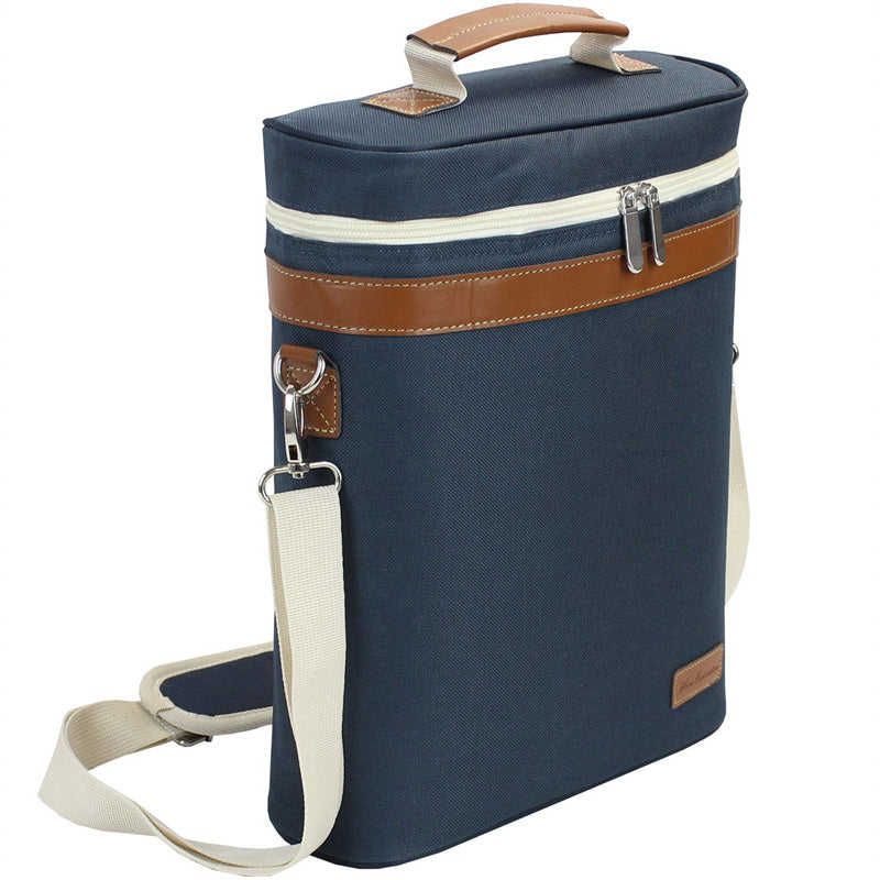 3 Bottle Insulated Wine Tote Cooler Bag-Navy Blue