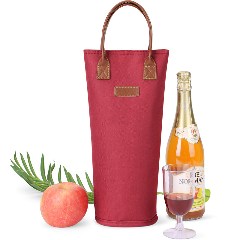 Single Bottle Insulated Wine Tote-Red