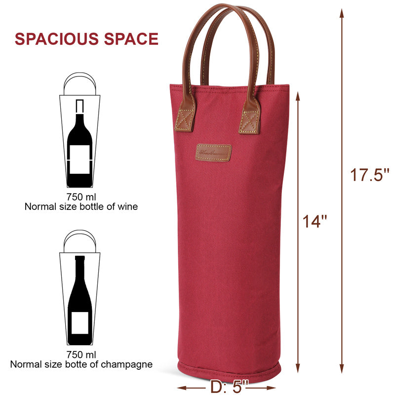 Single Bottle Insulated Wine Tote-Red