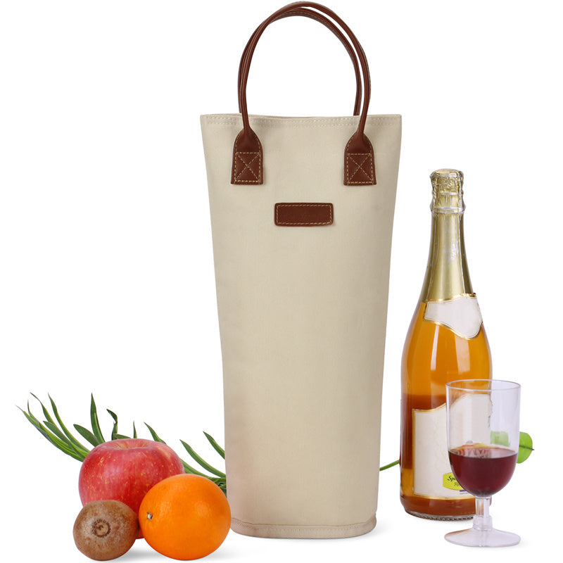 Single Bottle Insulated Wine Tote-White