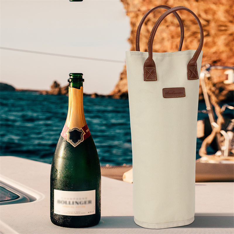 Single Bottle Insulated Wine Tote-White