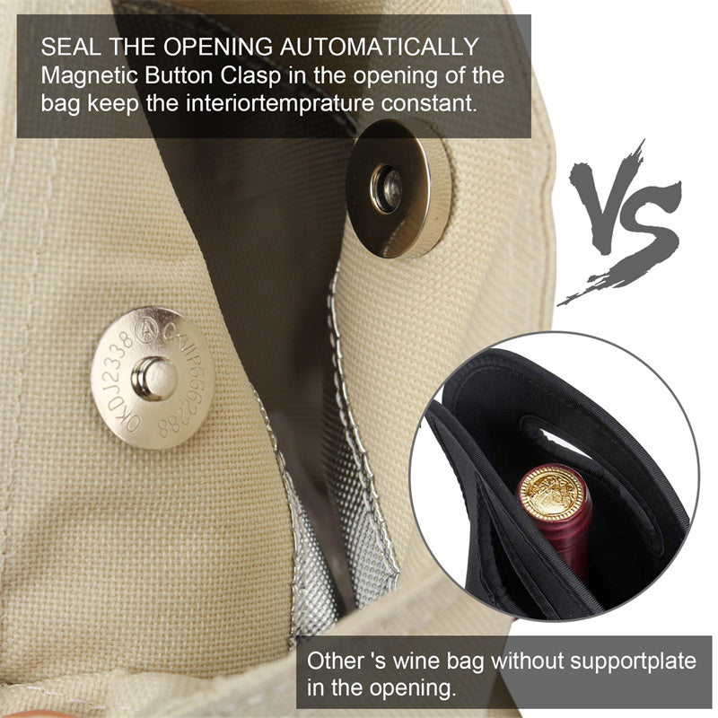 Single Bottle Insulated Wine Tote-White