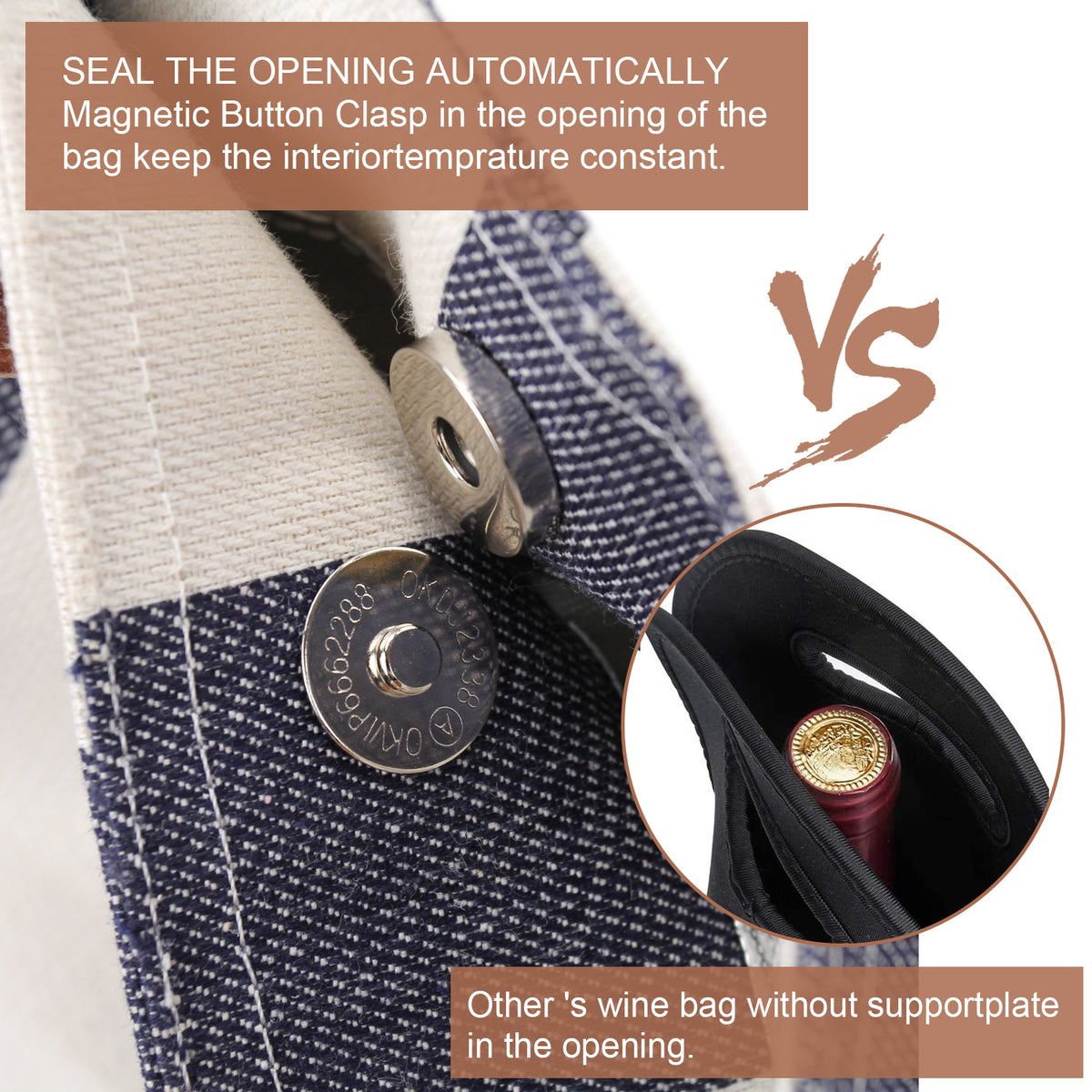 Single Bottle Insulated Wine Tote-Wide Srtipe