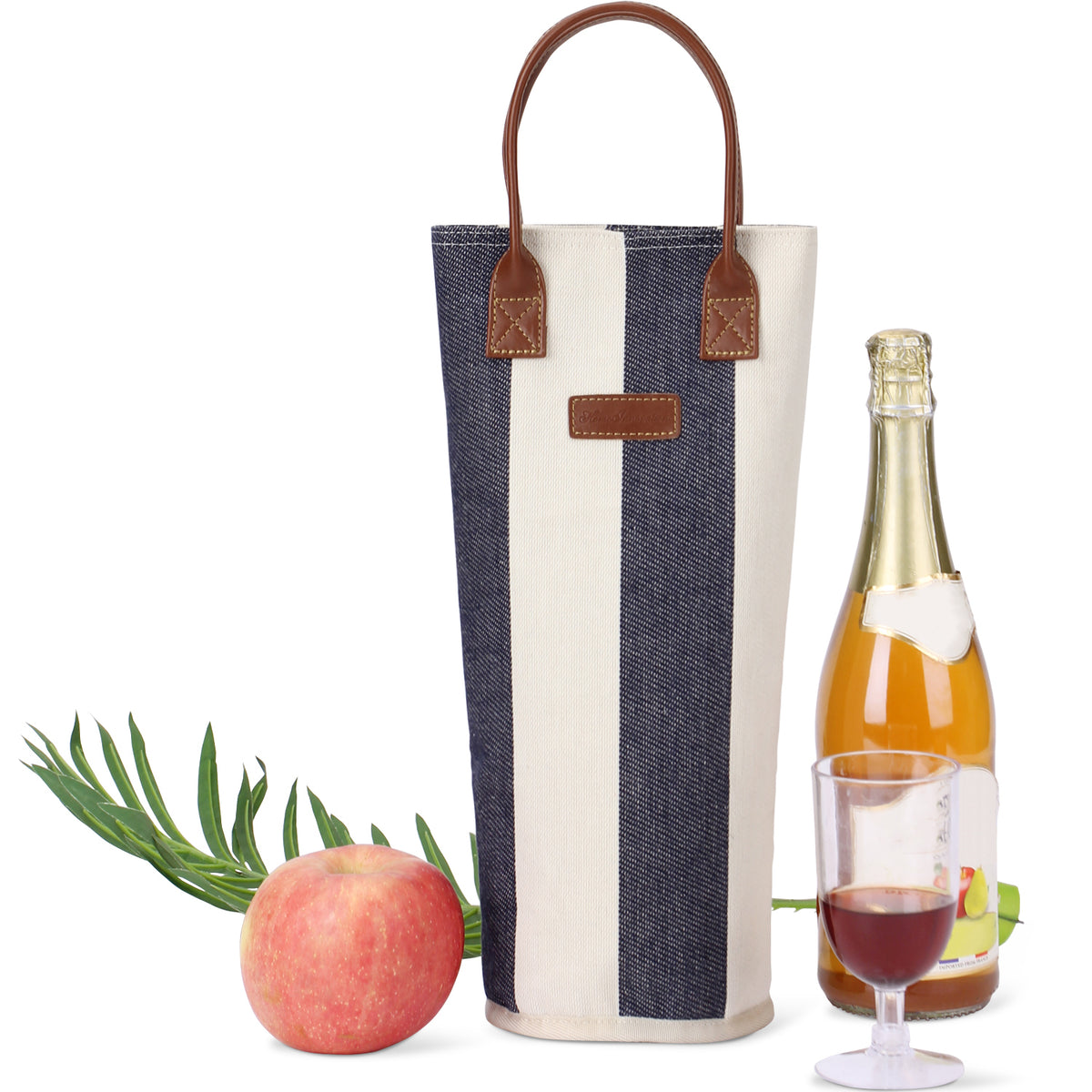 Single Bottle Insulated Wine Tote-Wide Srtipe