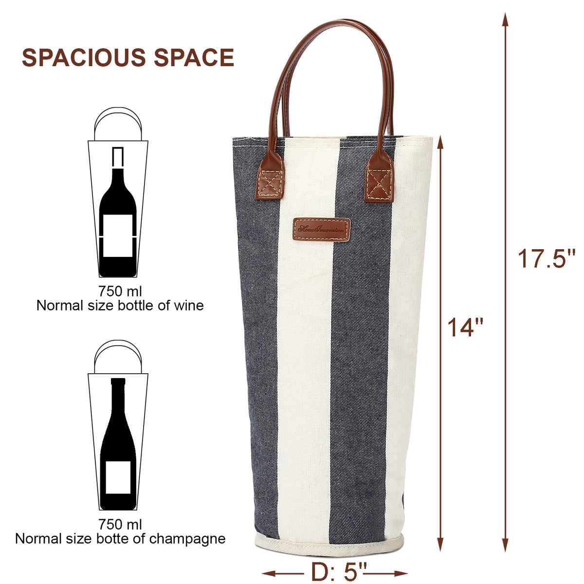 Single Bottle Insulated Wine Tote-Wide Srtipe