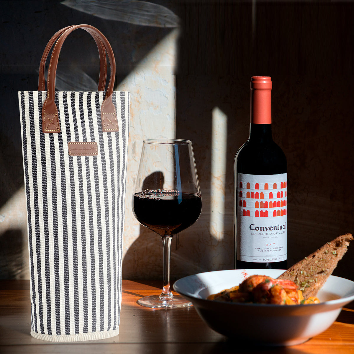 Single Bottle Insulated Wine Tote-Srtipe