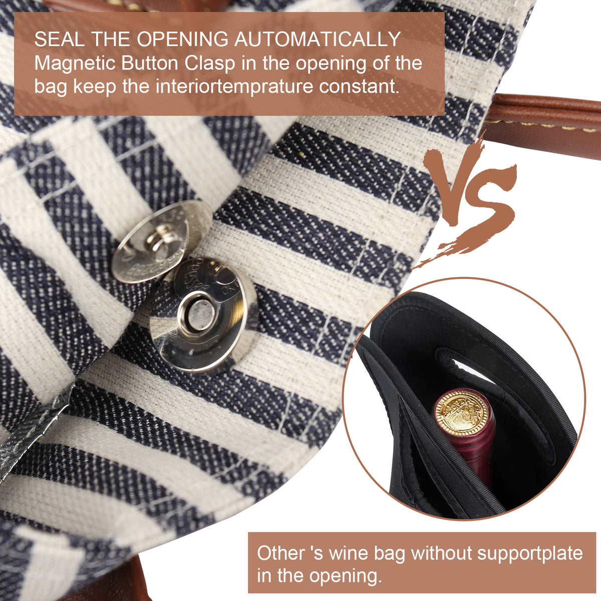 Single Bottle Insulated Wine Tote-Srtipe