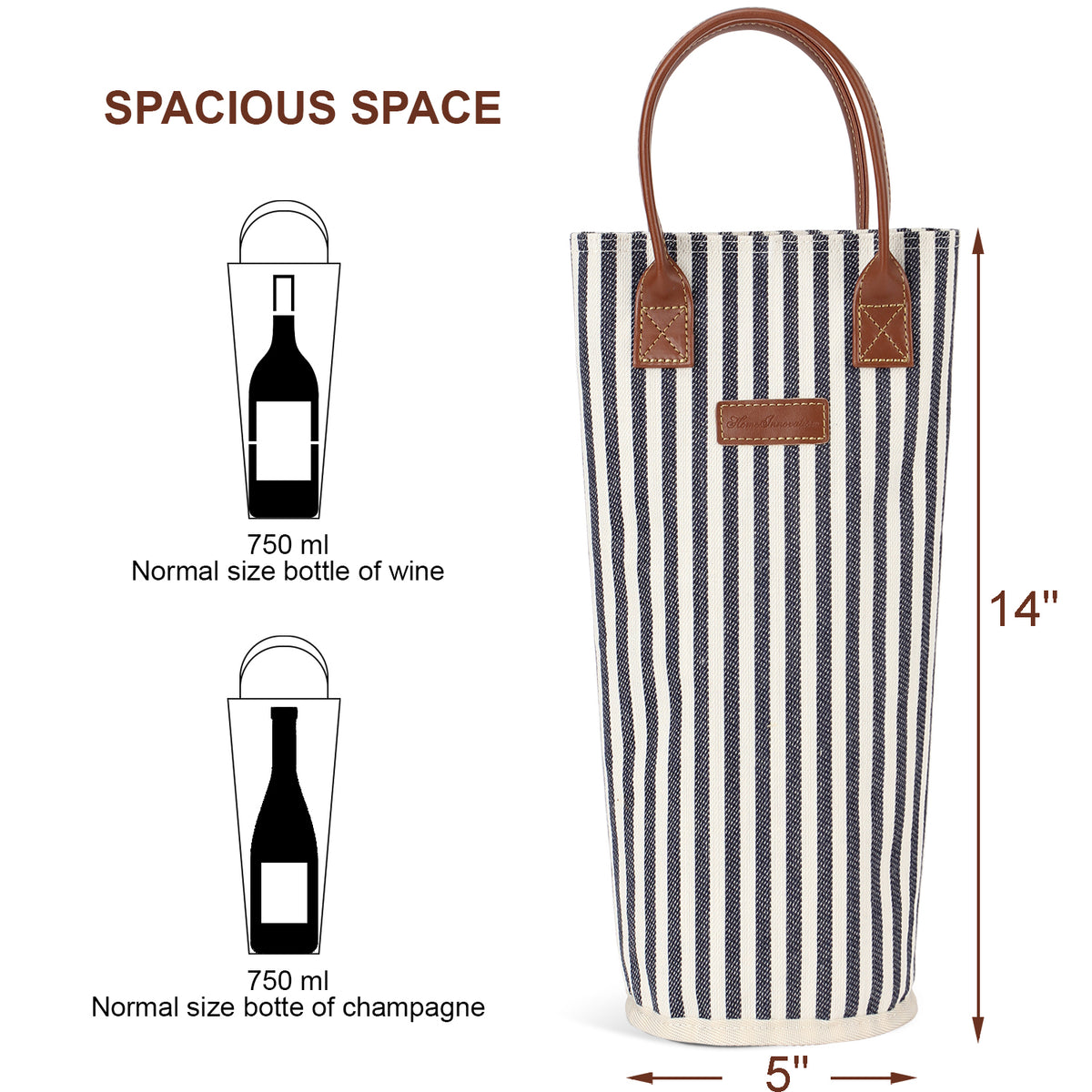 Single Bottle Insulated Wine Tote-Srtipe