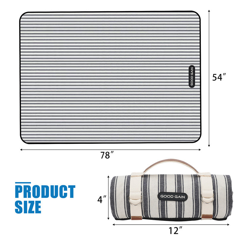 Family Picnic Blanket Waterproof Beach Mat-Double Stripe
