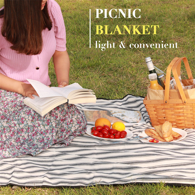 Family Picnic Blanket Waterproof Beach Mat-Double Stripe