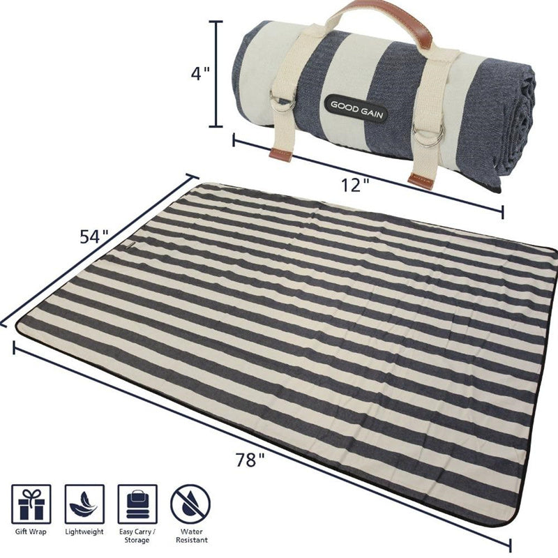 Family Picnic Blanket Waterproof Beach Mat-Wide Stripe