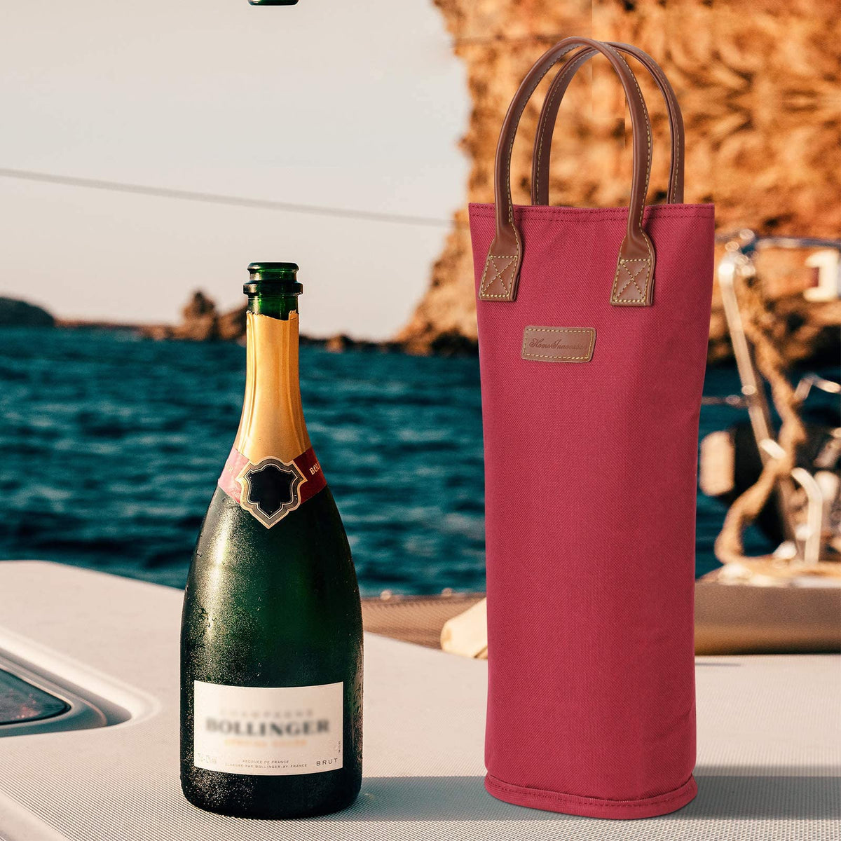 HAPPYPICNIC 4 Pack - Single Bottle Insulated Wine Tote