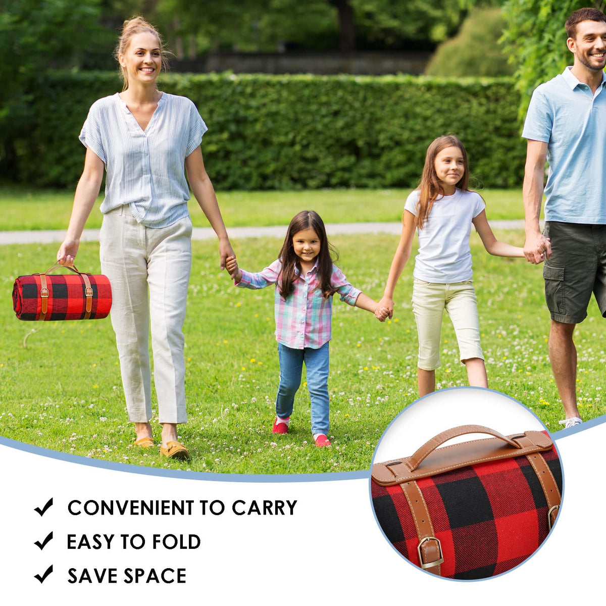 Waterproof Picnic Blanket-Red Plaid