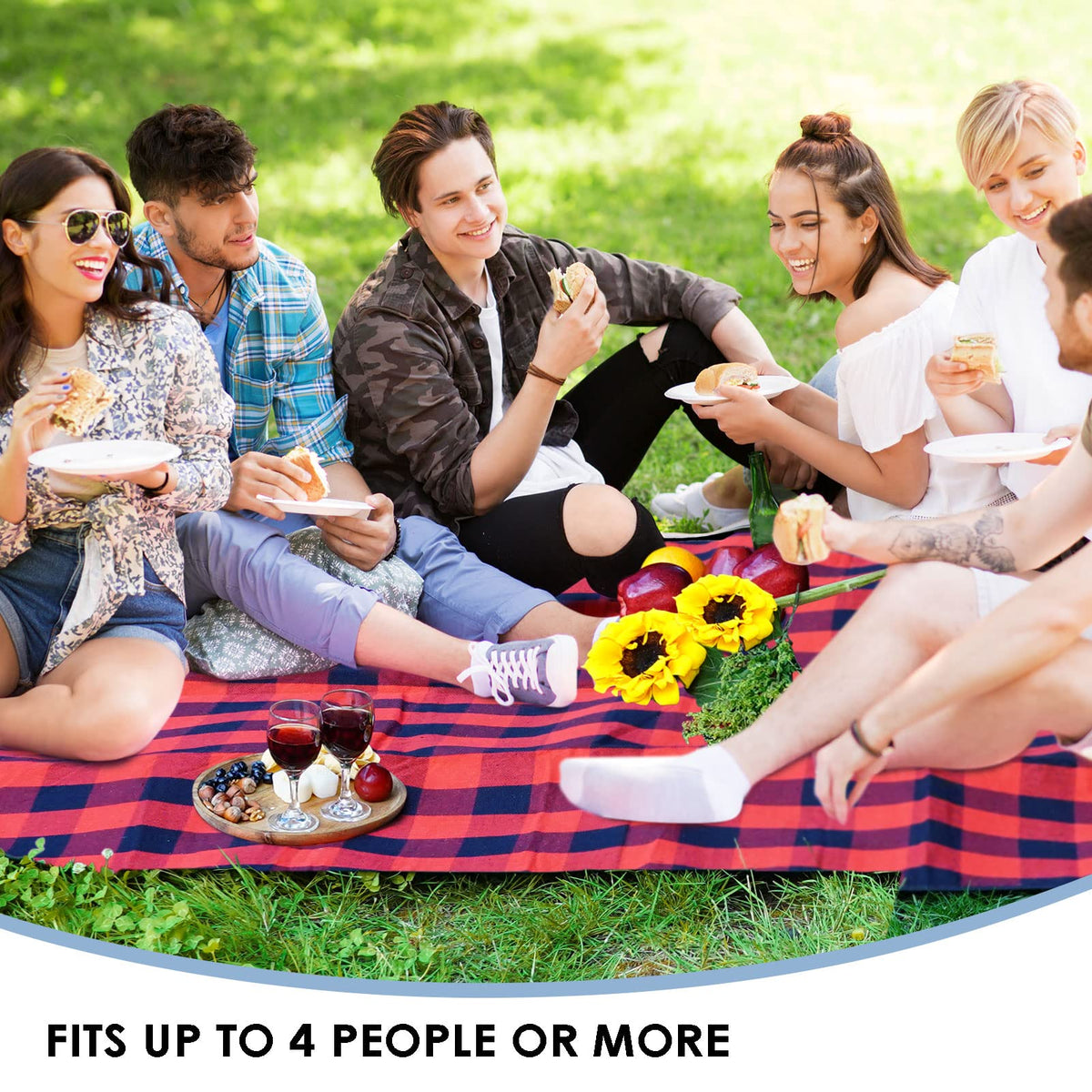 Waterproof Picnic Blanket-Red Plaid
