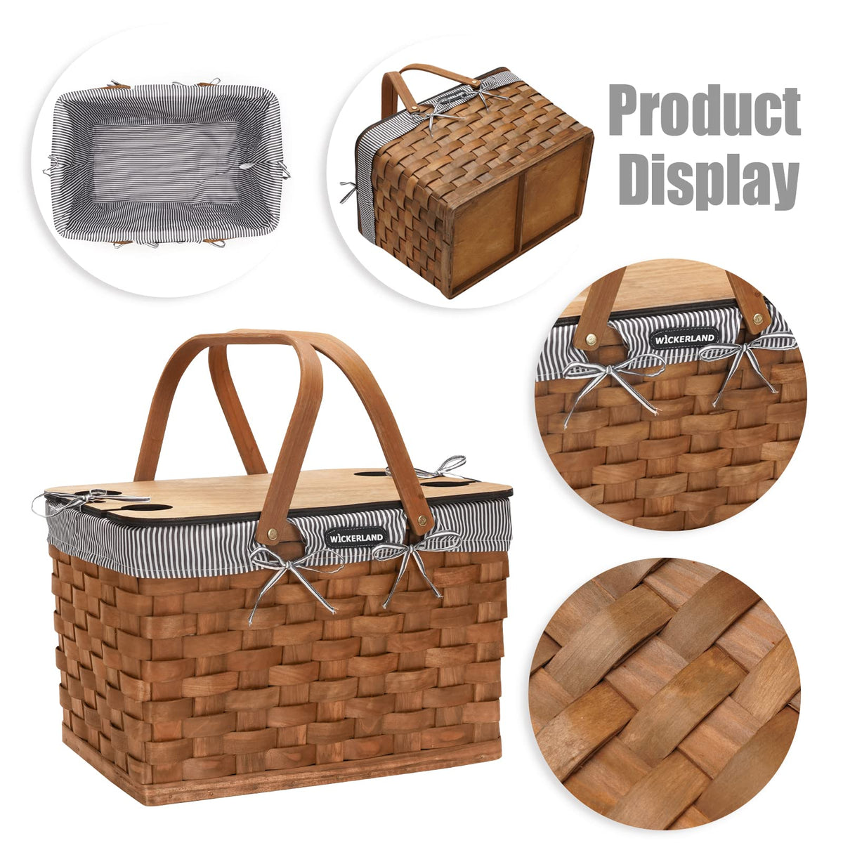 Woodchip Picnic Basket Set for 2-Walnut Grey