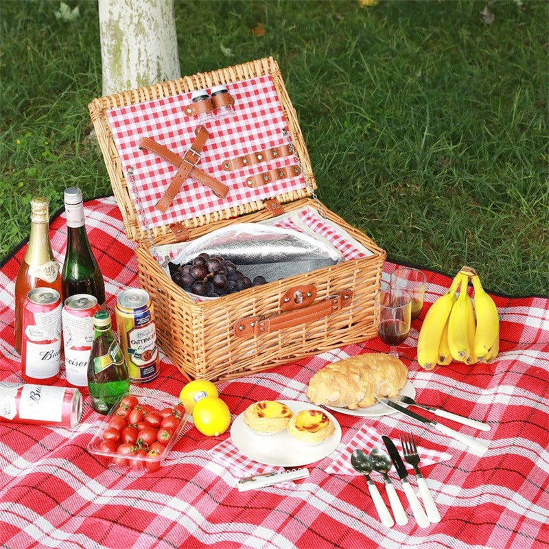 Classical Red Check Picnic Basket For 2