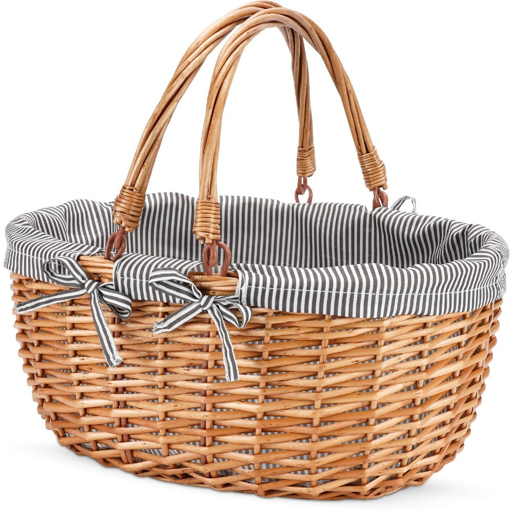 Cute Wicker Basket with Double Folding Handles