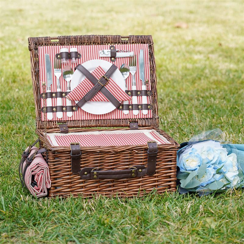 Picnic Basket Set for 2 Persons with Cooler