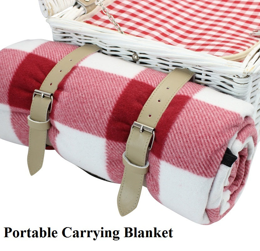 Picnic Wicker Basket with Cooler Red Checkered – HappyPicnic
