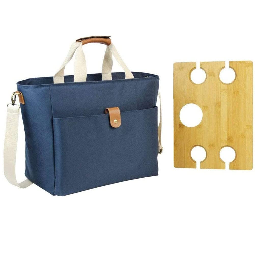 Picnic Cooler Bag with Portable  Wine Snack Table-Blue