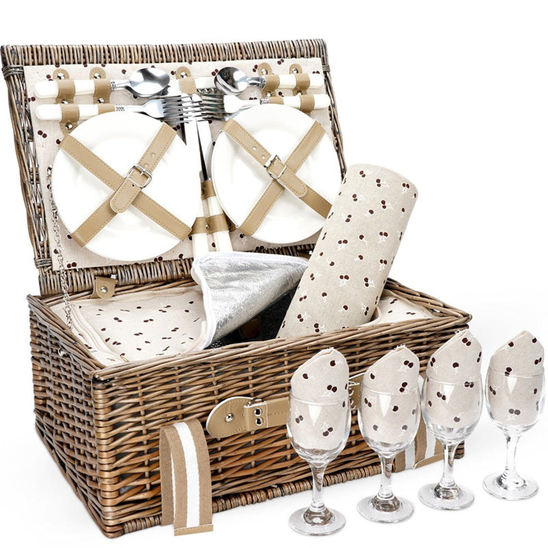 Willow Picnic Basket Set for 4 Persons