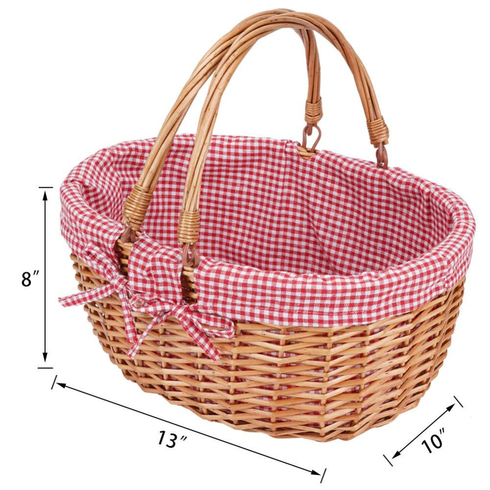 Cute Wicker Basket with Double Folding Handles