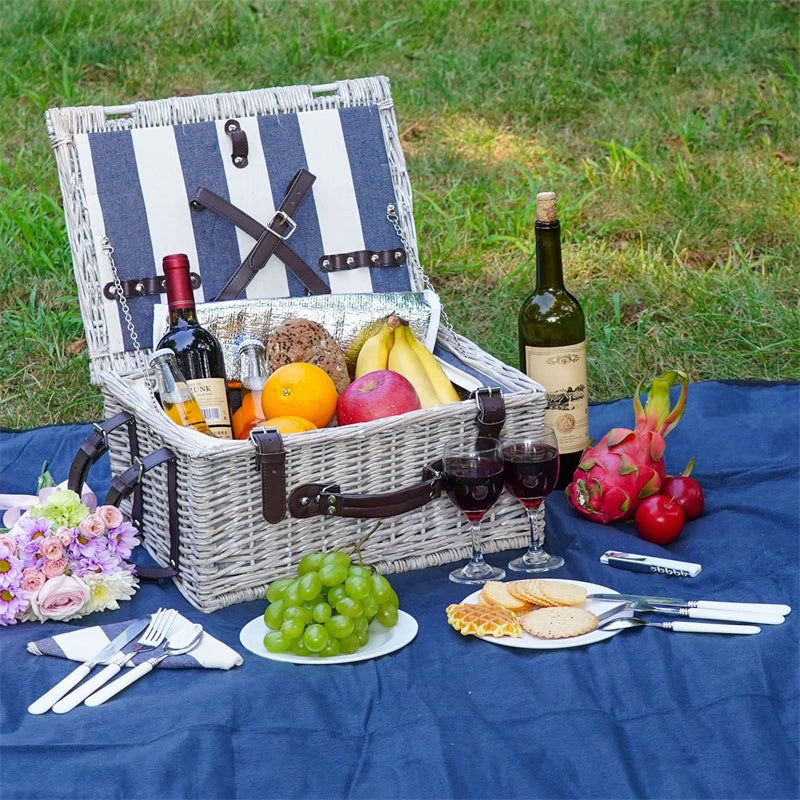 Wicker Picnic Basket Sets for 2 Persons