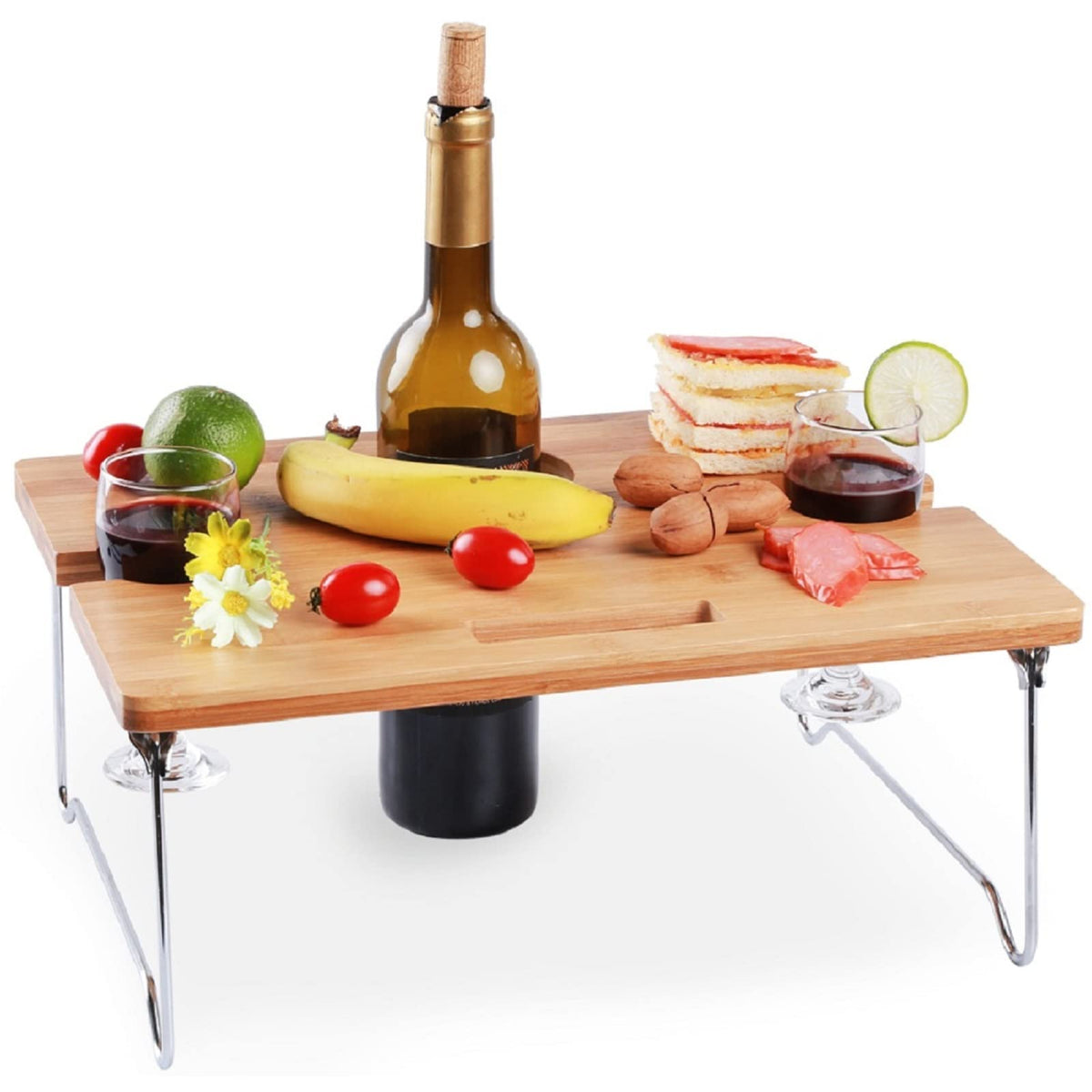 HappyPicnic® Portable and Foldable Wine Table For 2