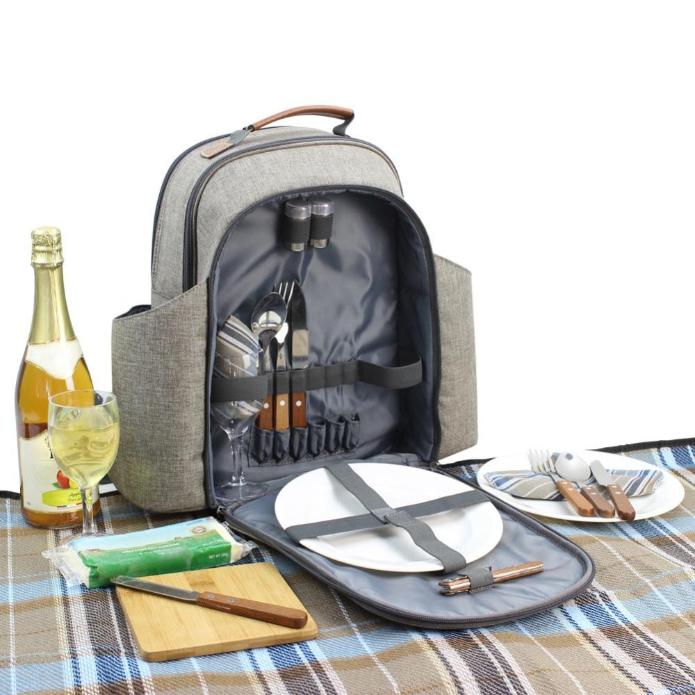 HappyPicnic Insulated Picnic Backpack for 2 Persons