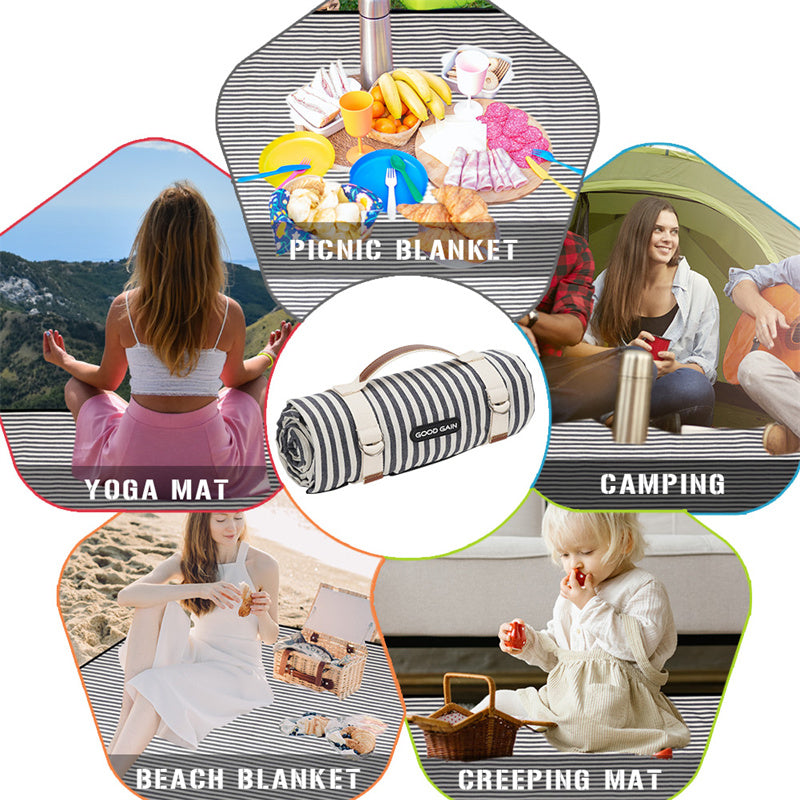 Family Picnic Blanket Waterproof Beach Mat-Stripe
